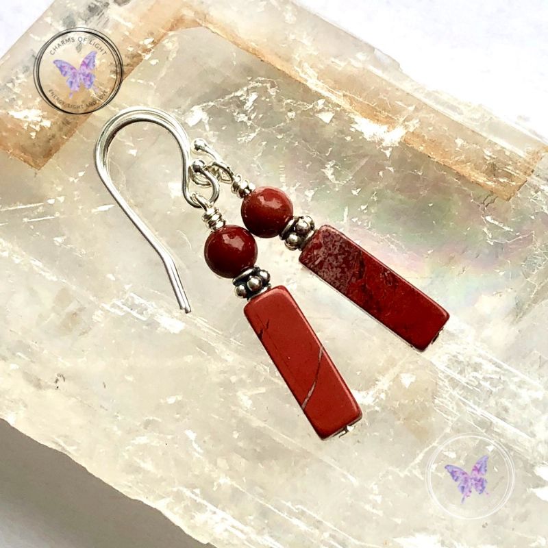 Red Jasper Brick Earrings